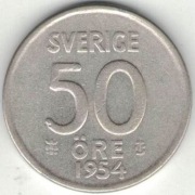 Szwecja 50 ore 1954 - 22 mm - srebro Ag - nr 3