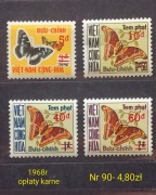 Znaczki fauna:90: motyle, owady- Wietnam Północny 1968r **