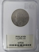 5 złotych 1933 Głowa Kobiety Ag grading GCN VF 20