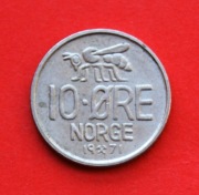 10  Ore  1971  r  -    Norwegia  Pszczoła   Olaf V  / A /