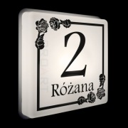 Dekoracyjny świecący numer domu LED tabliczka podświetlony róże kwiaty R
