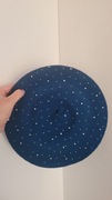 BERET nowy wełniany z dżetami piękny 