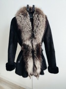 Luksusowy kożuch Franco Morenzo S z czarnej strzyżonej skóry owczej