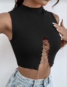 Bluzka damska nowa czarna z ciekawym przodem rozmiar M