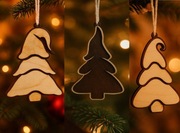 Wypalane ozdoby świąteczne - Zestaw 12 sztuk choinek