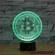 Lampka nocna Led bitcoin kryptowaluty 3d