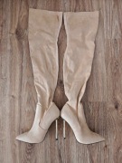 Kozaki muszkieterki wysokie za kolano kolor ecru roz.38