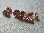 Kolczyki Pandora S925 ALE różowe złoto cyrkonie komplet 3 pary IDEALNE