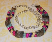 Vintage lata 80te pasek na biodra ozdoba łańcuch tybetański styl etniczny.V