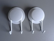 Biały haczyk z przyssawką 2 sztuki