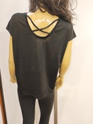 Bluzka czarna Reserved M luźna odkryte plecy paski casual basic