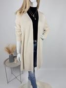 Długi kardigan s.Oliver kremowy XL/42 plus size z bawełną miękki otulający