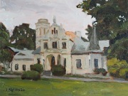 Obraz olejny Dworek, Pałac 24x30 cm, polski pejzaż