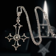 Odwrócony Krzyż czarny gotycki naszyjnik goth metal powerwolf łańcuszek