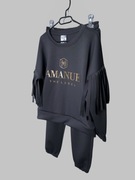 Włoski dres z frędzlami La Manuel, masełko, uniwersalny, grafit / szary 