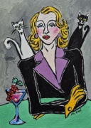 Obraz olejny portret kobieta i koty