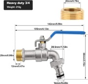 Kran ogrodowy 3/4 cala, z mosiądzu, zawór kulowy, zewnętrzny