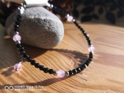 Bransoletka amulet różowy kwarc i onyks