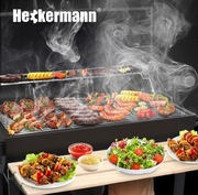 Grill Węglowy ogrodowy 2 ruszty chromowane 2 półki