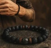 Bransoletka męska regulowana kamień wulkaniczny przemiana siła odrodzenie