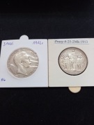 2 Marki z 1913 r Prusy i 3 Marki z 1912 Kening V , srebro