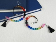 Kolczyki tęczowe czerwony niebieski czarny zawijasy chwosty eko handmade