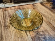 Misa szklana w kolorze żółtym stara robota z PRL