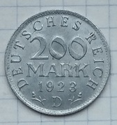 #1834 Niemcy Weimar 200 marek 1923 D piękna 