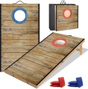 NZQXJXZ Zestaw do gry Cornhole, 6 m x 0,3 m, z litego drewna, z 6 workami