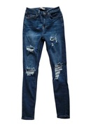 Granatowe jeansy z dziurami 36,S denim rurki skinny high waist wysoki stan