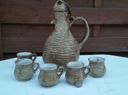 Zestaw do miodu pitnego PRL dzbanek 5 kubeczków