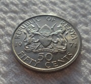 Kenia Republika 50 centów 1971 KM# 13 Prezydent Kenyatta Ładny stan