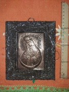 "Matka Boska Ostrobramska" 8x11cm plus rama, miedziana płaskorzeźba, ikona
