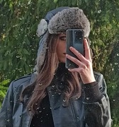 Czapka skórzana+ futerko 