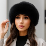 Czapka damska – futrzana, elegancka, czarna