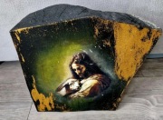 Ikona Jezus decoupage lite drewno grab  dewocjonalia rękodzieło