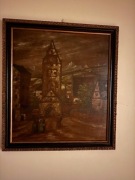 Obraz stary z czasów PRL lata60-te antyk w ramie ozdobnej 58cm/51cm sztuka