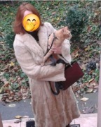 płaszcz skórzany dwustronny królik M długi 