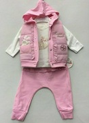 3 części komplet, kamizelka, bluzka i baggy 74/80