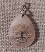 Kwarc różowy miłość drzewo życia reiki wisiorek