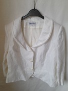 Biała damska marynarka żakiet na guziki Maxim Collection rozmiar XL 88% len