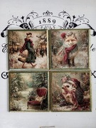 Ozdobne podkładki vintage Baśniowa Kraina shabby chic Prowansja decoupage 