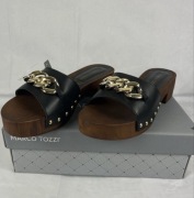 Klapki Chodaki Marco Tozzi Drewniaki Złoty Łańcuch roz. 39 Nowe