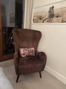 Fotel w stylu modern vintage - brąz, szer 75, wys 115