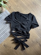 wiązana koszulka wycięcia top nowa s taniec czarna sportowa sexy