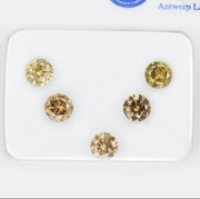 Zestaw 5 Naturalnych Diamentów Fantazyjnych Kolorów z Certyfikatem