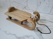 Artystyczne Sygnowane Niemieckie Małe Sanki Dekoracyjne Ręcznie robione
