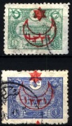 Turcja 1915 Mi 326, 328 overprint on Interior post stamps 1913 (2)
