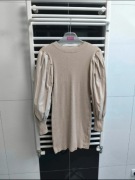 Beżowa sukienka Pink Air z bufiastymi rękawami, rozmiar M (38)