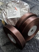 Wstążka satynowa 12mm 25m kolor czekoladowy brąz nr 130